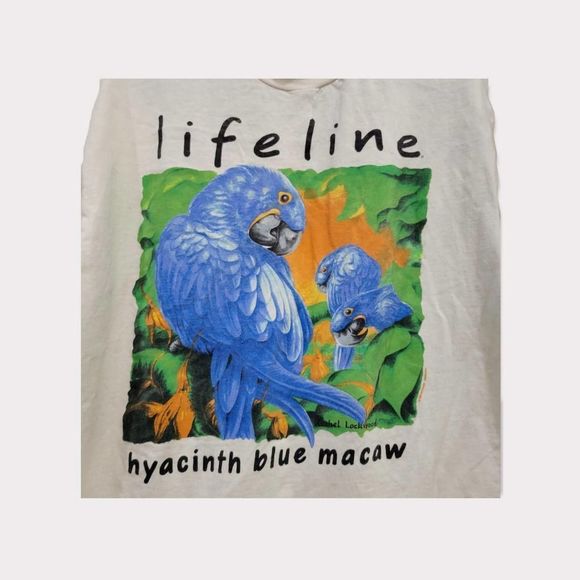 Hanes Beefy T Pre-Shrunk Lifeline Hyacinth Blue Macaw Crew Neck Tee L(42-44) - Picture 4 of 6